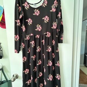 Old Navy Black Dress with Pink Floral Design